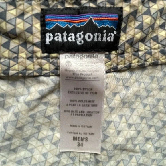 Patagonia Board Shorts Swim Logo Geometric Gray Size 34 Men